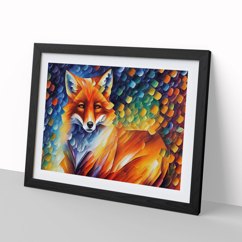 Fox - Single Picture Frame Print, Black, 25cm H x 34cm W x 2cm D
