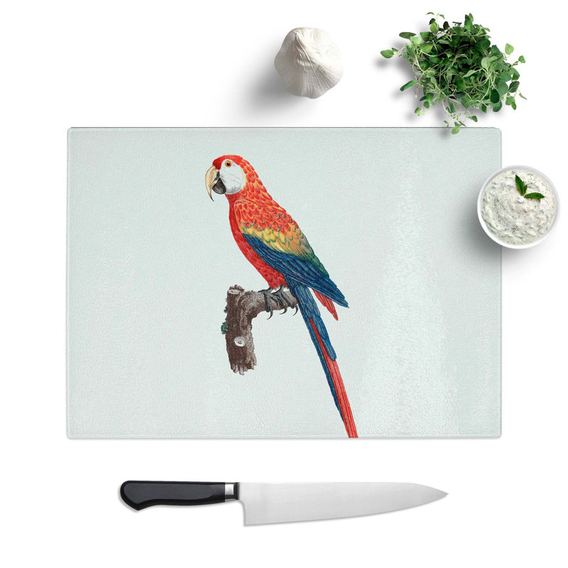 Tempered Glass Ara Canga Parrot Chopping Board, 28.5 cm W x 20 cm L