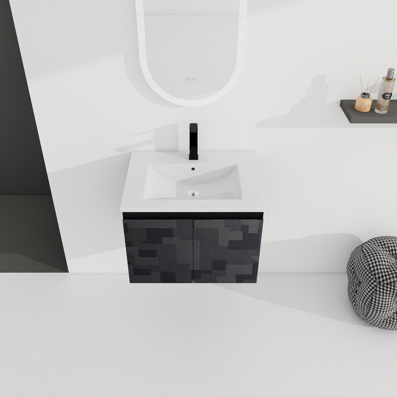 Meuble-lavabo mural 24 po avec lavabo en céramique