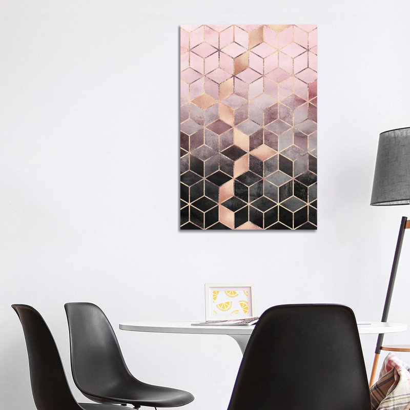 Pink & Grey Gradient Cubesi by Elisabeth Fredriksson - Print on Canvas, No Frame, 66.04 cm H x 45.72 cm W x 3.175 cm D