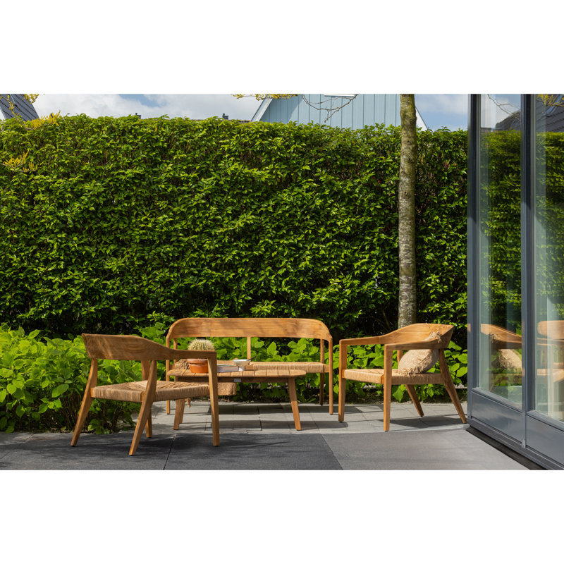 Chena Garden Bench With Round Back Wicker/Teak Natural