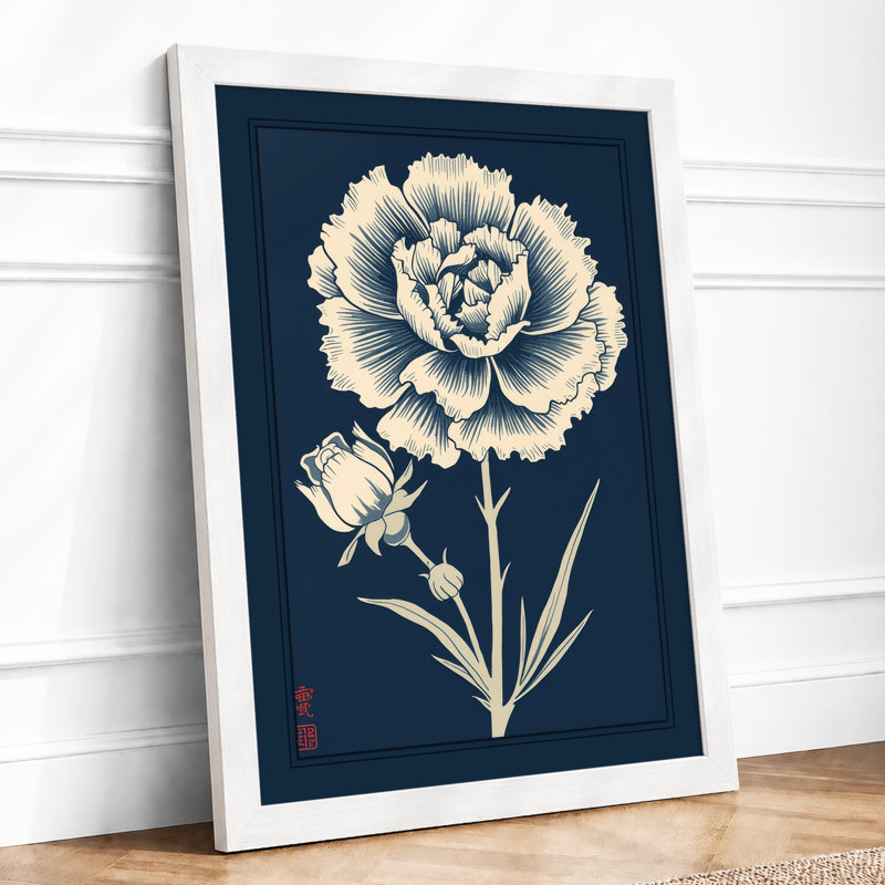 Carnation Study Botanical - Framed Print, A1 - 84.1 x 59.4 cm, White
