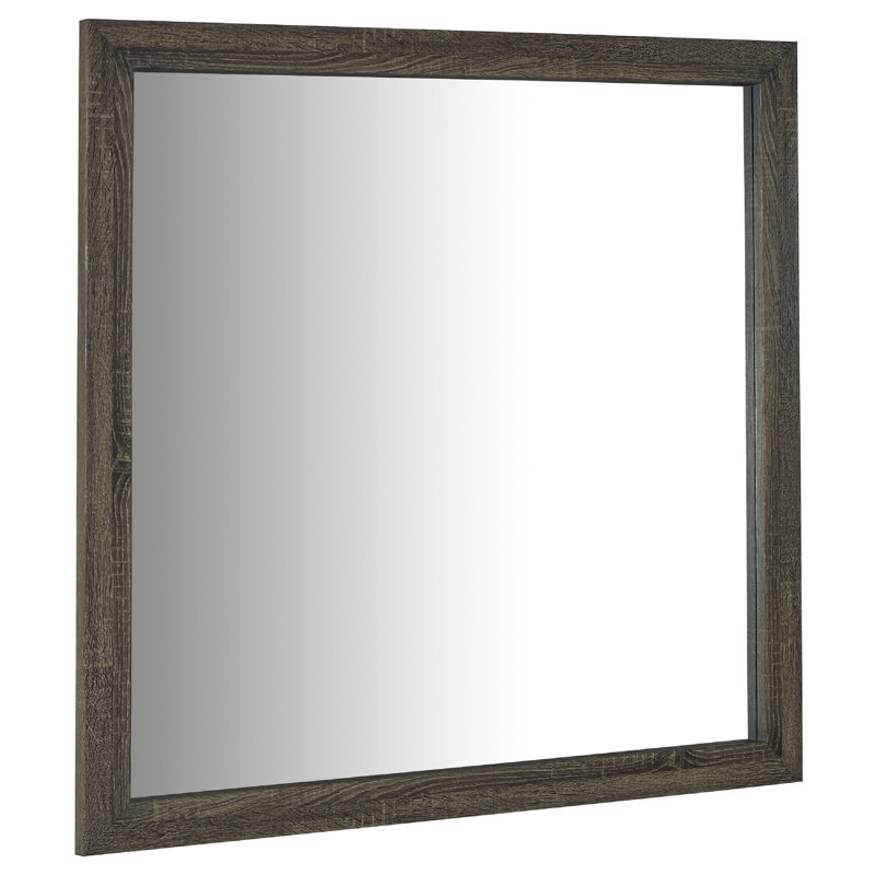 Miroir de commode rectangulaire Reay, design en verre plat, bois de chêne brun