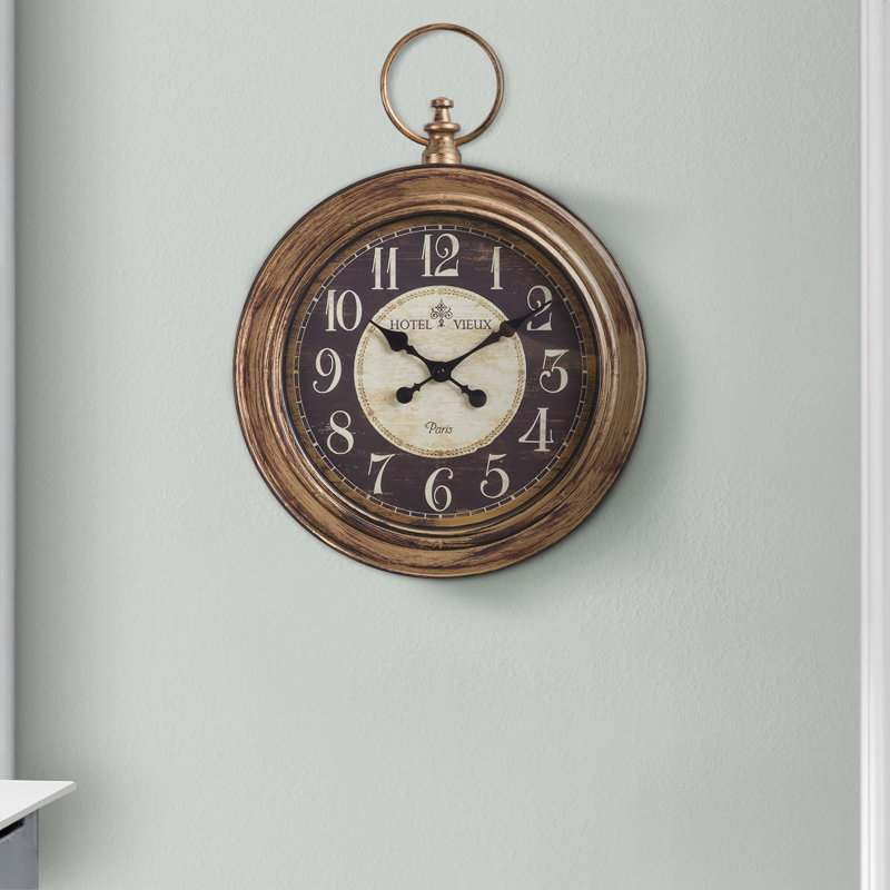Horloge murale traditionnelle, ronde, 45,7 cm (18 pouces), marron antique
