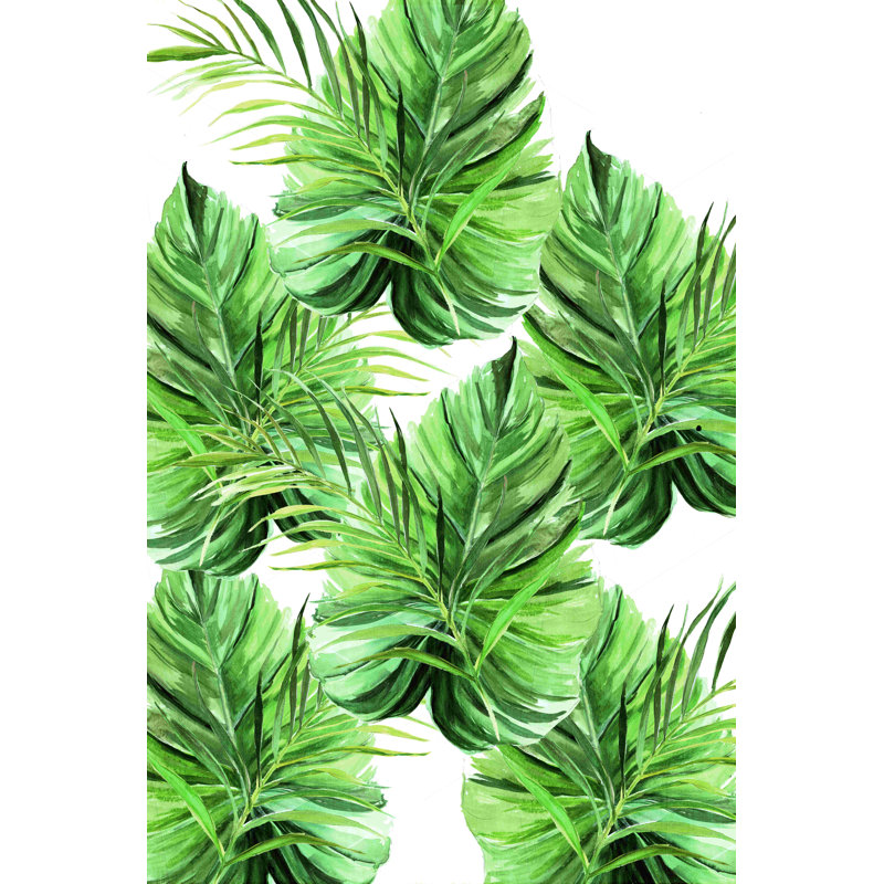 Papier peint feuilles de palmier patiné par - on, H 18 po x l 12 po