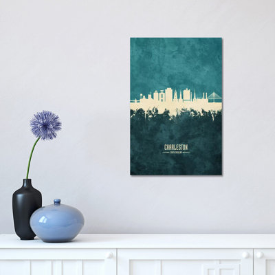 «Charleston South Carolina Skyline» par Michael Tompsett - peinture sur toile tendue