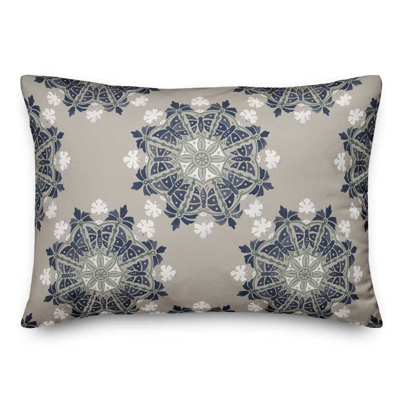 Amsden Outdoor Reversible Throw Pillow, Beige, Floral 2