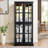 Cabinets Traditional Vintage Display with Glass Doors, Adjustable Shelves, E26 Bulb | Black | MDF+glass-1613144725