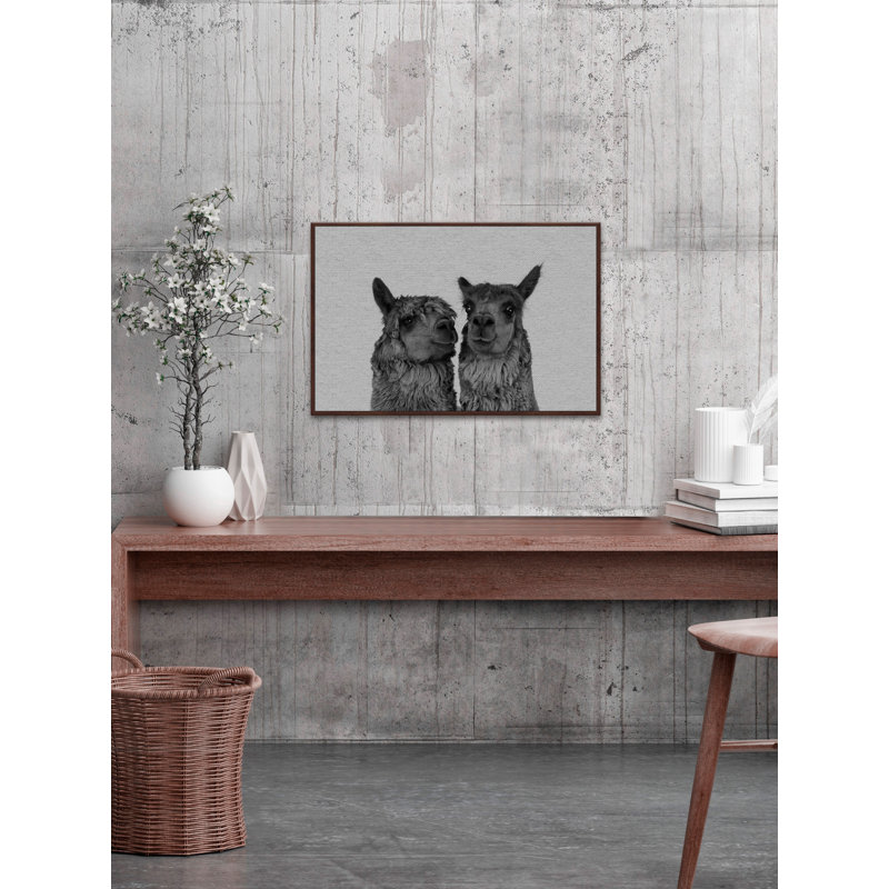 Llama Couple - Drawing on Canvas, 61cm H x 91cm W