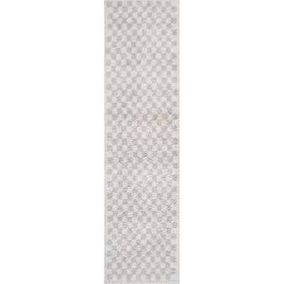 Moodi Modern Shaggy Area Rug Checkered Design