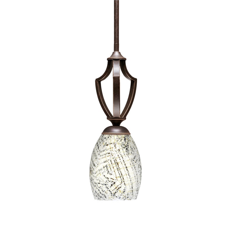 Zilo Stem Hung Mini Pendant With 5" Glass, Dark Granite, Natural