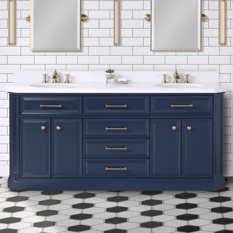 Palace 72'' W Double Vanity, Monarch Blue, Satin Brass