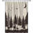 Forest Mountain RV Shower and Bath Curtain with Camper Design - Waterproof Happy Camp Pattern, Fabric Decor Set with Hooks - Grey Black, 47x64 Inches