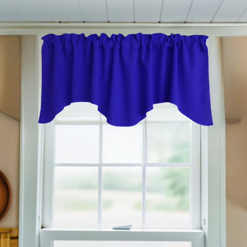 Cantonnière festonnée en popeline unie, Bleu royal
