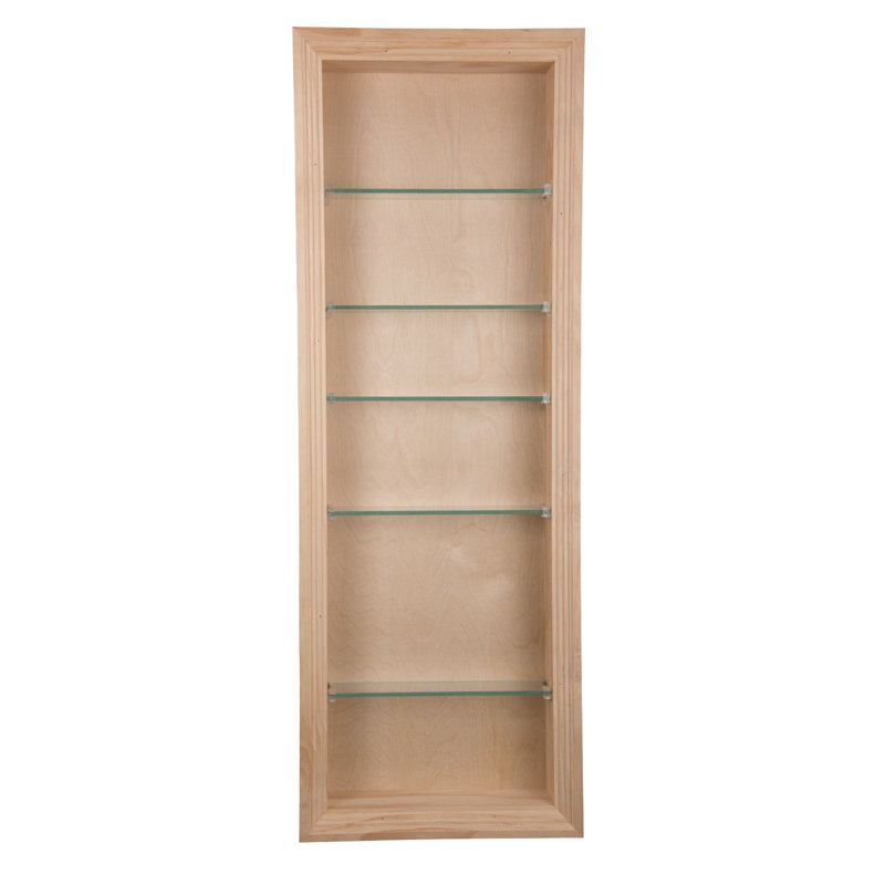Tablette murale 5 pièces en bois massif avec tablettes réglables Normandy, H 42 po x l 14 po x P 3,5 po, Brun