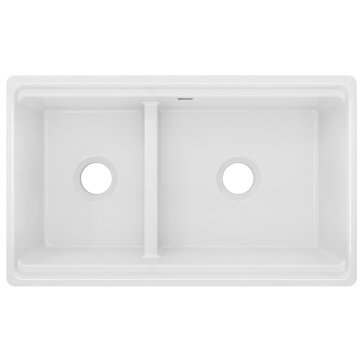 33" Double Basin Farmhouse Kitchen Sink, White