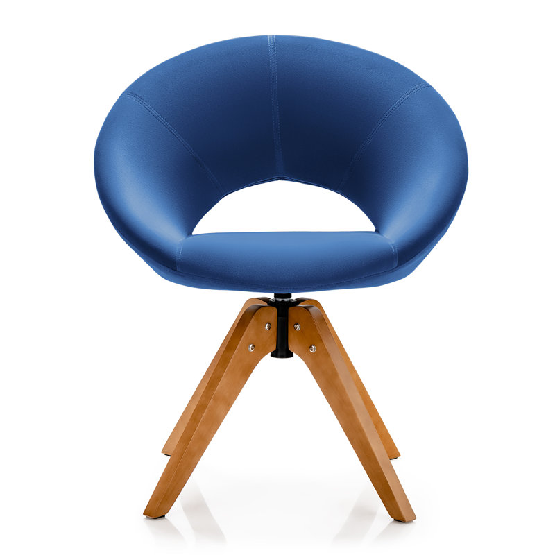 Friedhart Velvet Swivel Armchair, Blue Velvet