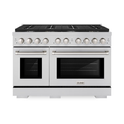 ZLINE 48" Paramount Double Oven Gas Range w/ 8 Burner Cooktop in Stainless Steel