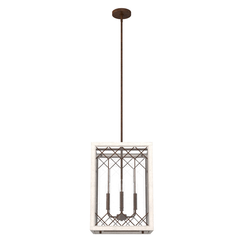 Chevron 4 - Light Square Pendant, Textured Rust, Medium