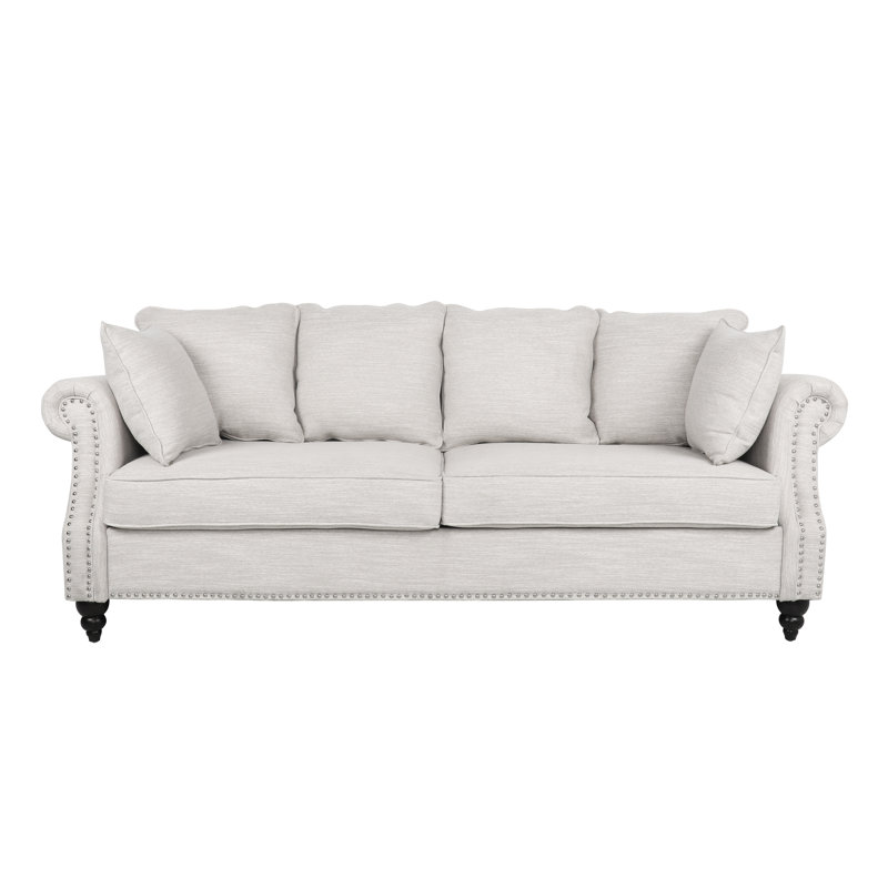 Allysan Upholstered 83'' Sofa, Beige Polyester
