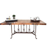 Rectangular Kitchen Island With Hammered Copper Top | 72" X 42" Rustic Farmhouse & Southwestern Design