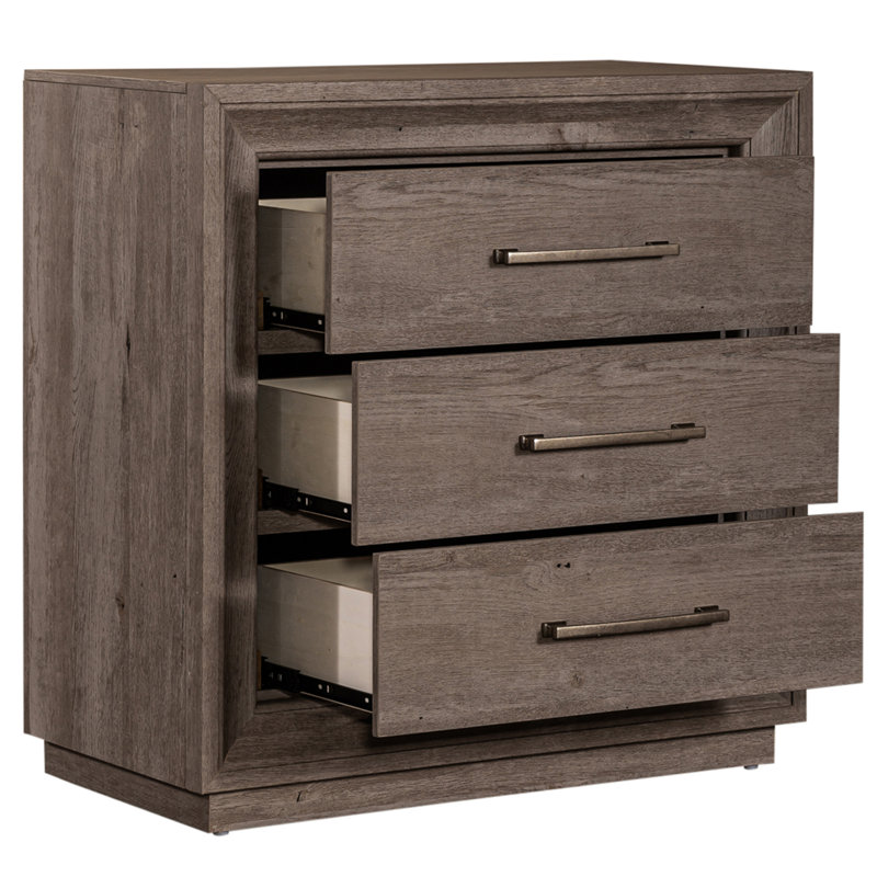 Hayle 3 Drawer Nightstand w/ Charging Station - Graystone