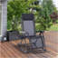 Chaises berçantes d'extérieur, chaise berçante inclinable et inclinable pliable avec coussin, porte-gobelet et téléphone, conception combinée avec pieds pliants, noir-1869454204