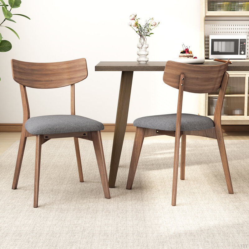 Chaise de salle à manger rembourrée avec pieds en métal (ensemble de 2), Gris foncé