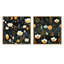 Coastal Serene Floral Pattern - Abstract Botanicals Square Collage Set Of 2-101849573-101849576