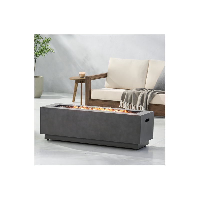 Foyer d'extérieur rectangulaire en fer - 50 000 BTU avec support de réservoir, Stone Gray
