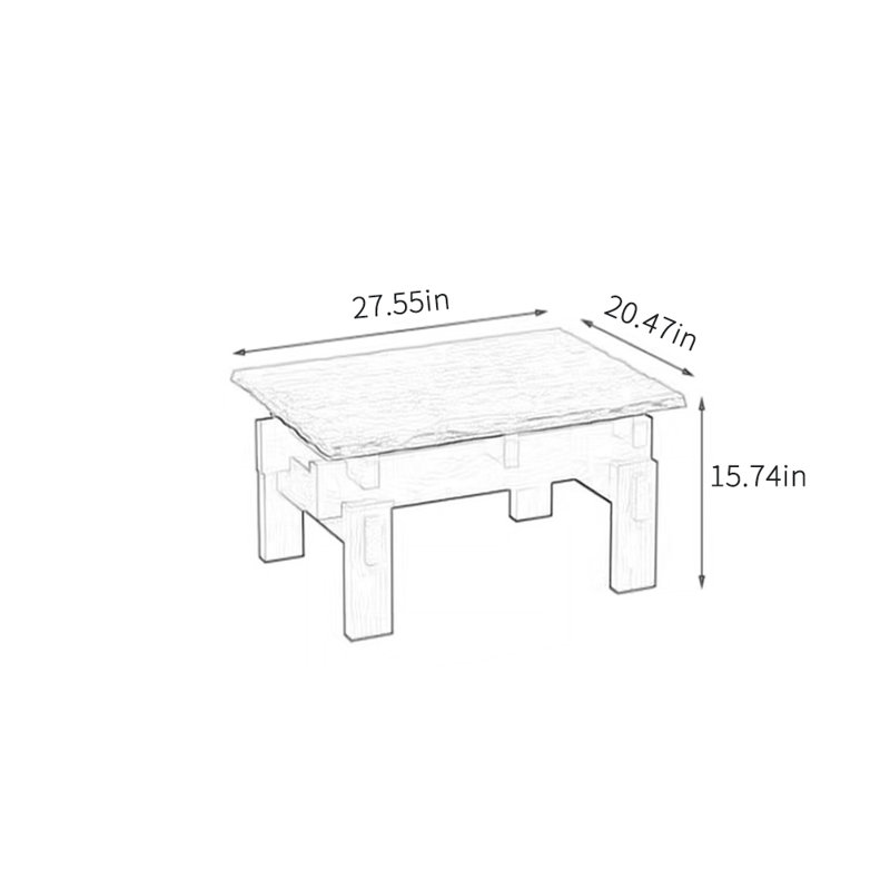 Table basse Wabi-sabi, H 15,74 po x L 27,55 po x l 20,47 po