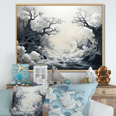 Scènes de tempête marine monochrome - reproduction sur toile