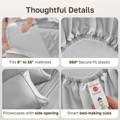 California Design Den Pack of 2 Deep Pocket Sheet Sets - Soft 400 Thread Count, 100% Cotton, Durable Sateen