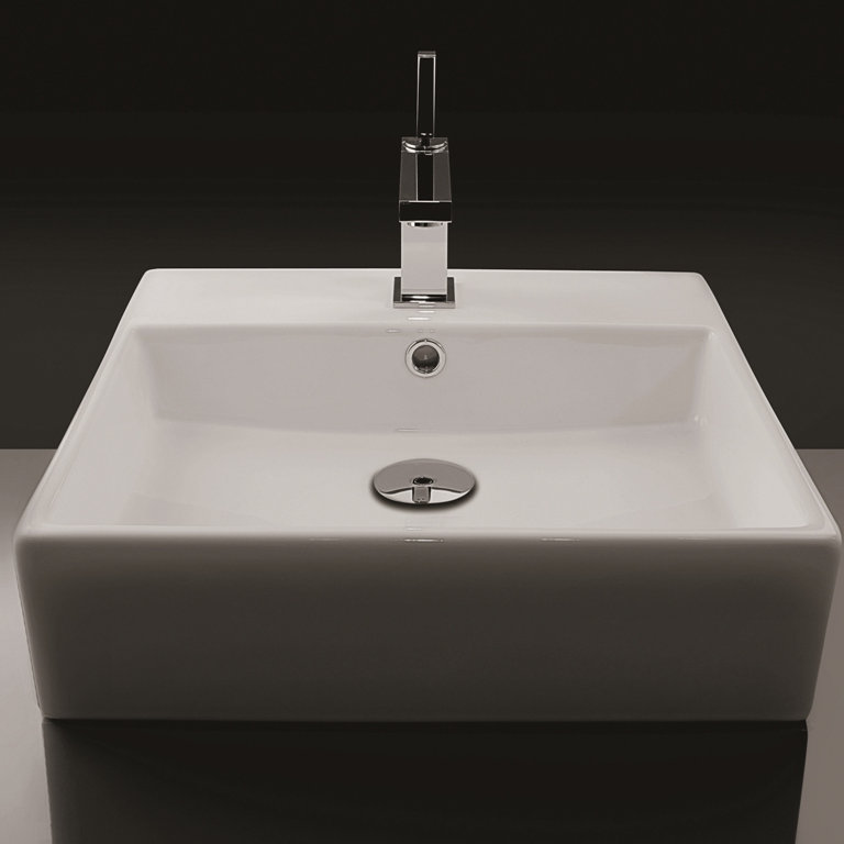 Unlimited 18.3'' L Bathroom Sink, Single Hole, Glossy White