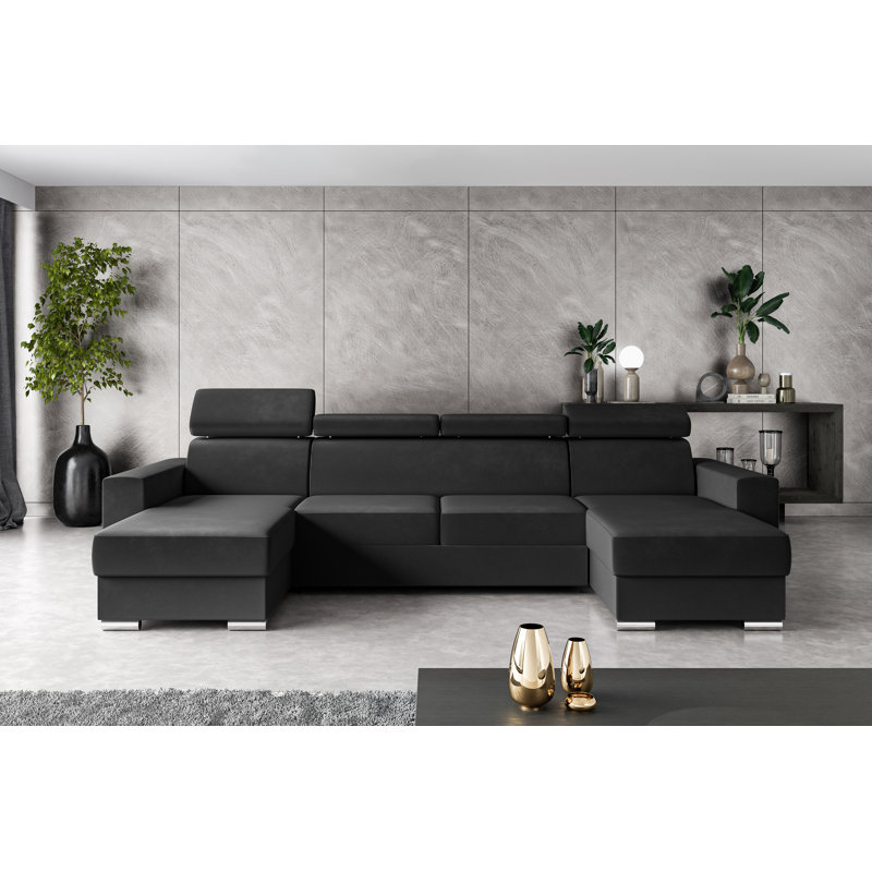 Bowgen 4 Seater Corner Sofa , Black