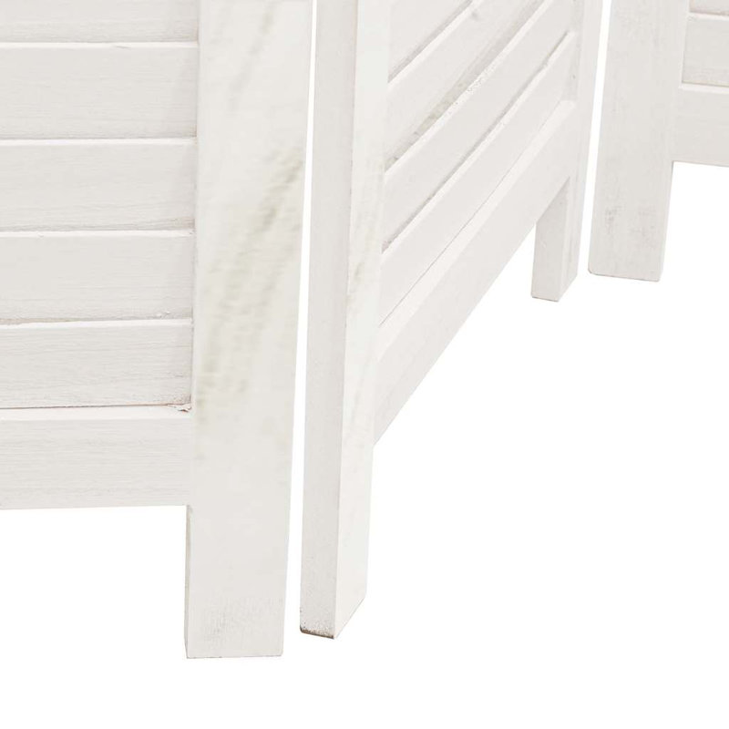  Room Divider 4 Panels White Solid Wood Paulownia