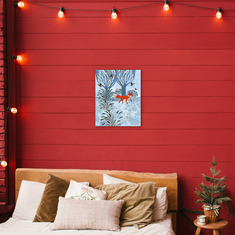 Toile Festive Fox Winter Woodlands, conception de Kay Widdowson, H 20 po x l 16 po