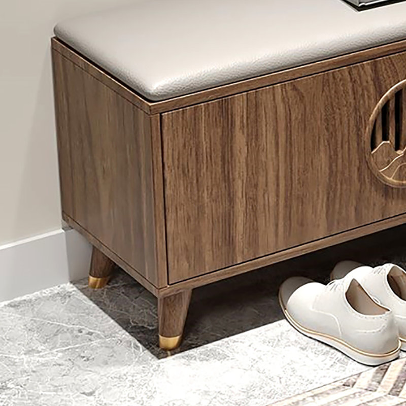 39.4in Multi-functional Shoe Storage Bench, Light Walnut