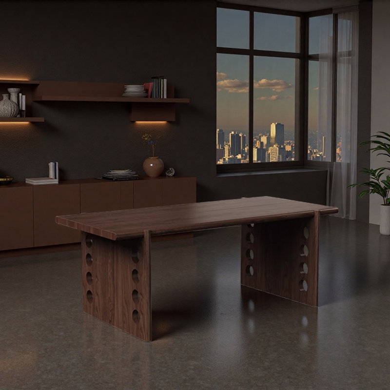 Bureau d'écriture en bois de frêne, H 29,52 po x l 78,74 po x P 31,49 po, Marron foncé