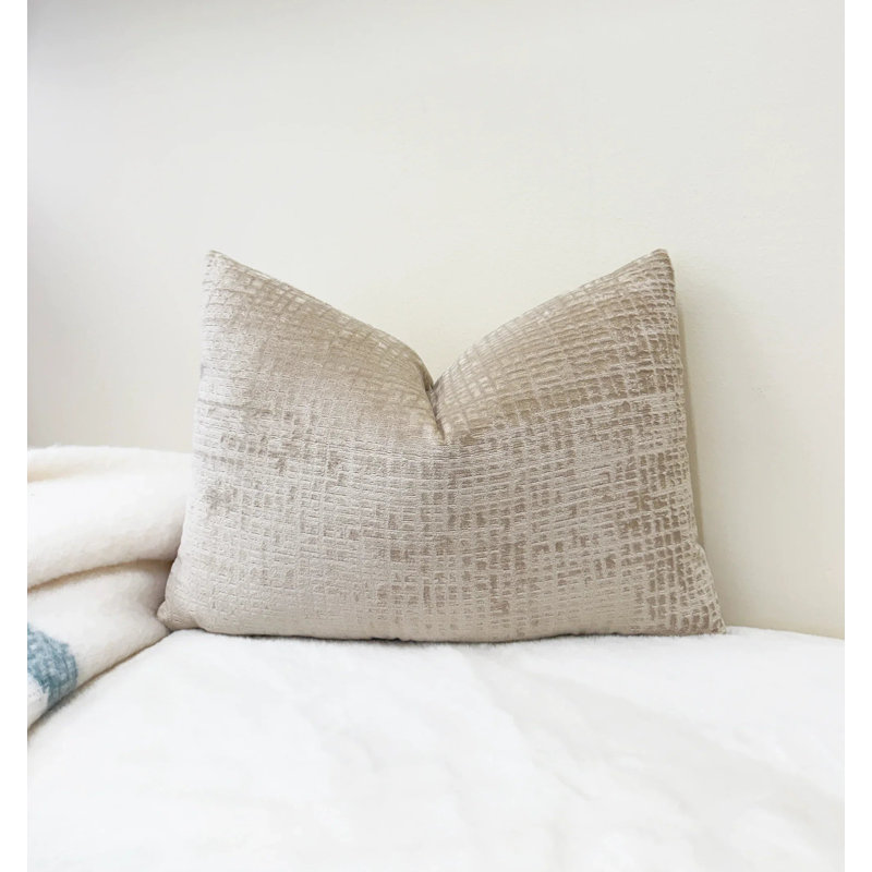 Housse de coussin en velours texturé, Naturel, 14 x 20 po