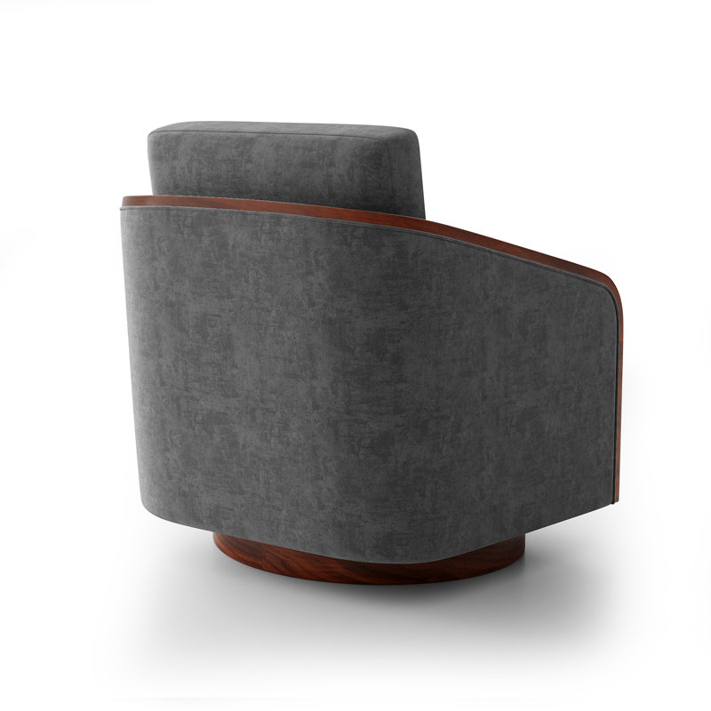 Upholstered Swivel Barrel Chair, Dark Grey