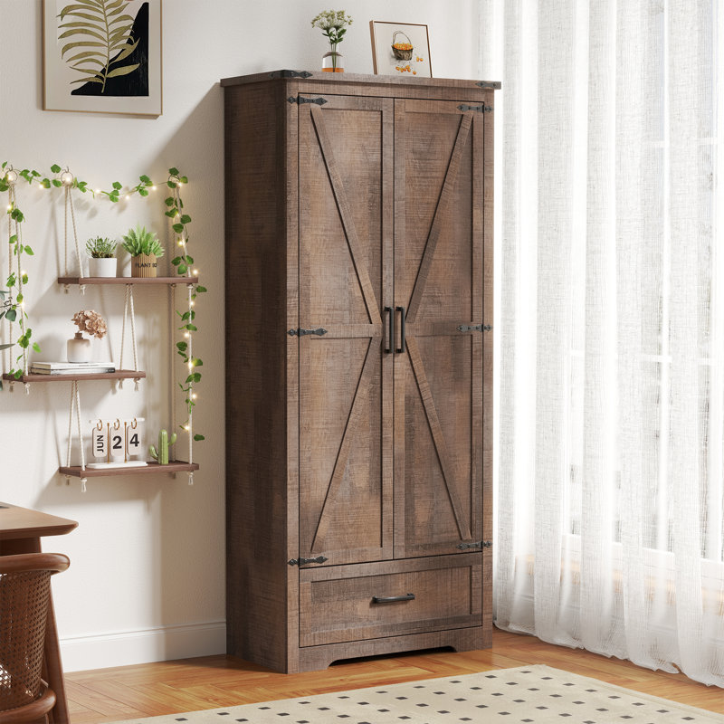 Armoire de cuisine 72 po Farmhouse, Marron clair