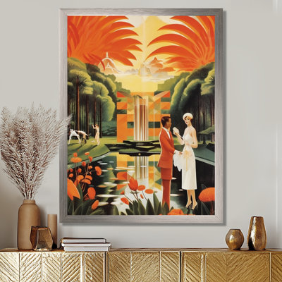 Art déco, dame en blanc, aventure cosmopolite - mode femme, art mural pour le salon