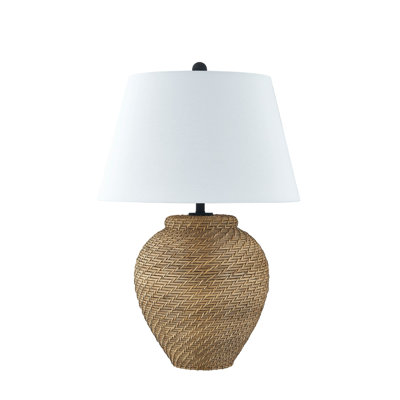 Lampe de table 25 po avec abat-jour en lin Ifeyinwa, brun naturel