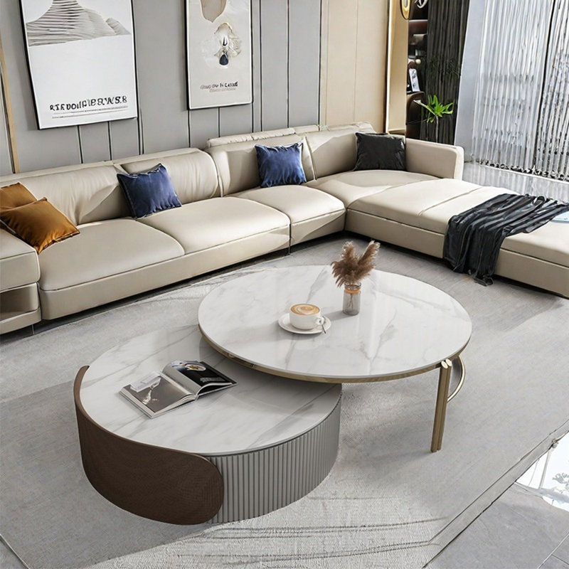 Italian style simple fashion coffee tables, 15.7" H x 31.5" L x 31.5" W, White