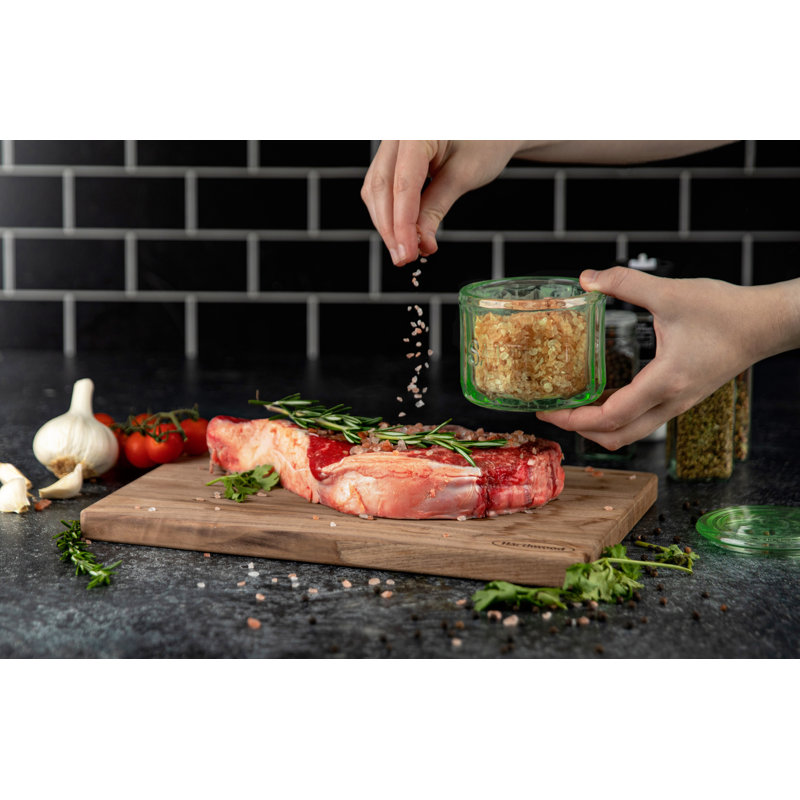 Salière en verre embossé 10 oz avec couvercle, Limette