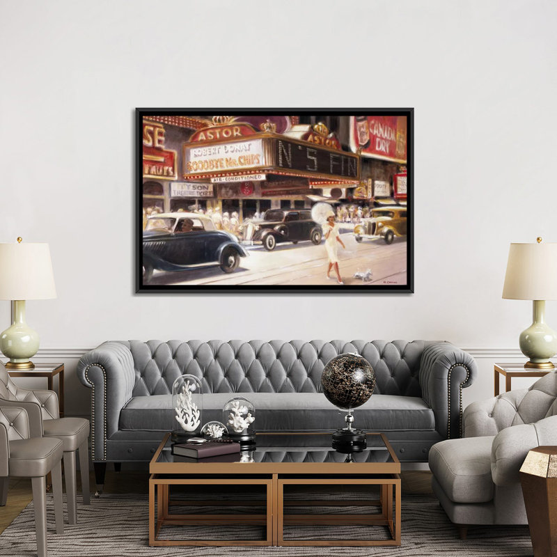 « los angeles i », toile rétro sur toile, H 40 po x l 60 po x P 1,5 po, Toile avec cadre noir, Pas de tapis