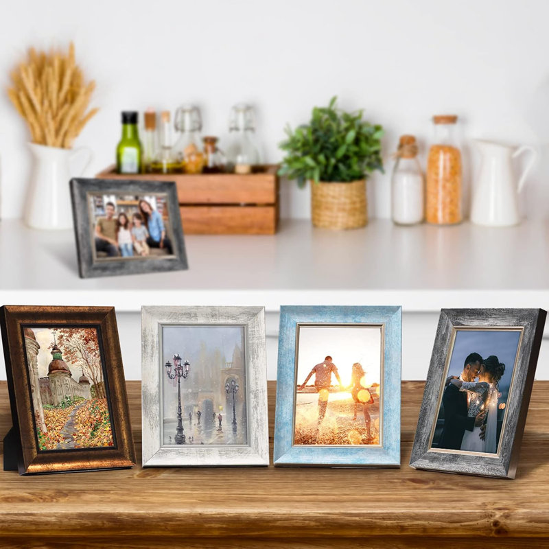 5X7 Picture Frames Set Of 4 Rustic Retro Photo Frame With Plexiglass Wall Mount And Tabletop Display Family Friends Wedding Gift
