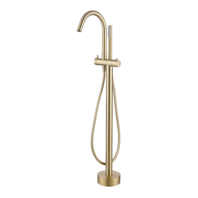 Thermostatic 316 Stainless Steel Floor Mounted Tub Faucet,Freestanding Tub Filler With Handshower With Single Handle