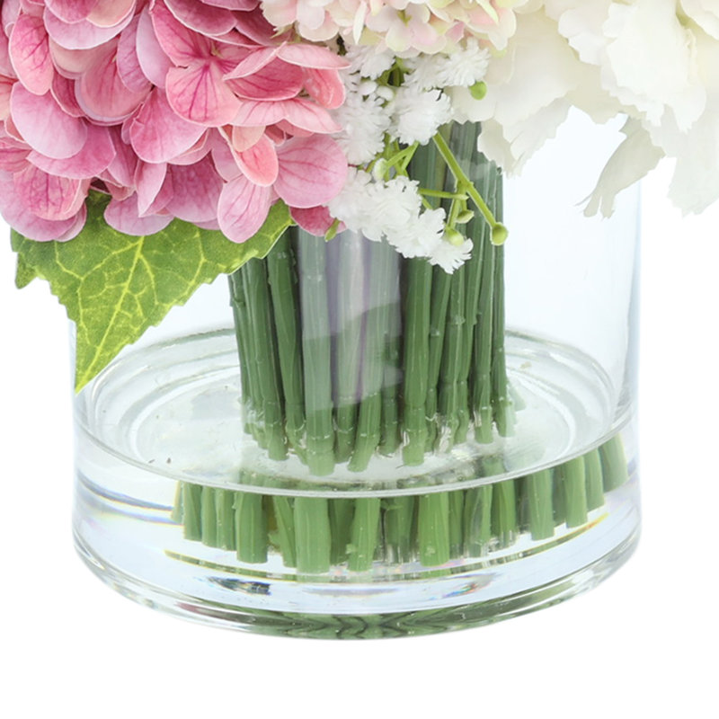 Hydrangea and Viburnum Arranged in Glass Vase